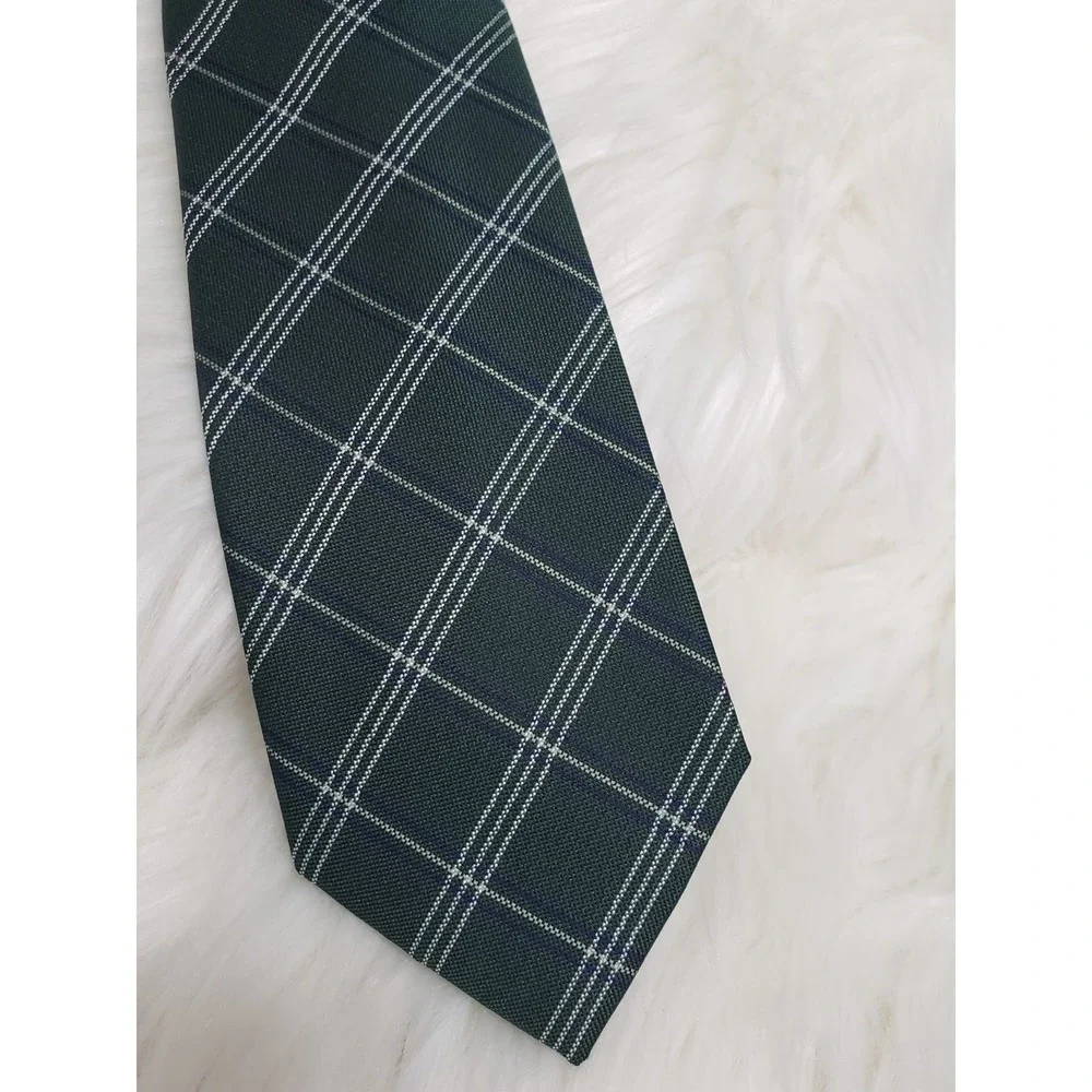 NEW Tommy Hilfiger Mens Necktie Neck Tie Green Plaid‎ Checked Picnic MCM Retro